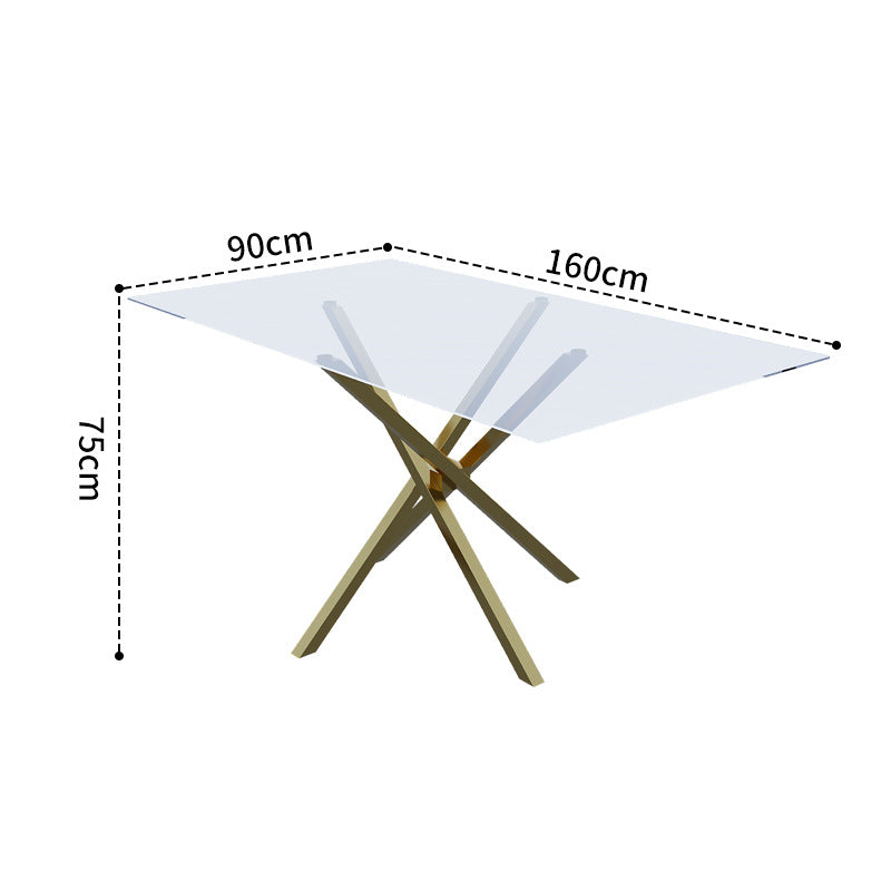 Factory direct wholesale custom modern minimalist tempered glass office desk conference table carbon steel design transparent home dining table