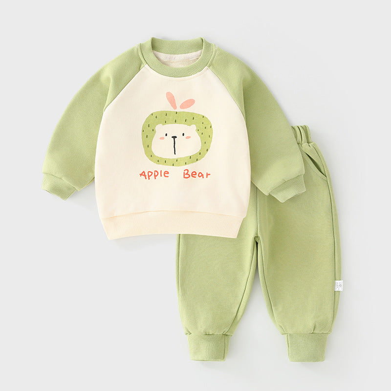 Kids' cartoon two-piece outfit: long-sleeve top and pants set - casual, autumn new arrivals for toddlers