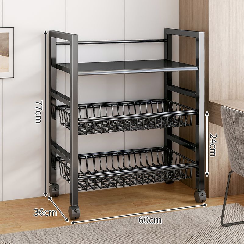 Kitchen shelf storage rack floor-standing multi-layer movable storage rack multi-functional punch-free storage rack thickened shelf
