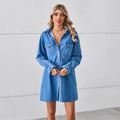 Wishfashion cross-border export independent station  new loose washed denim dress tops mid-length skirt