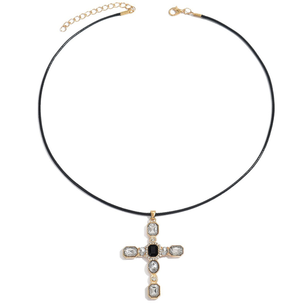 Wholesale cross necklaces - cross-border vintage hip-hop jewelry, unique & high-end punk diamond pendant necklaces