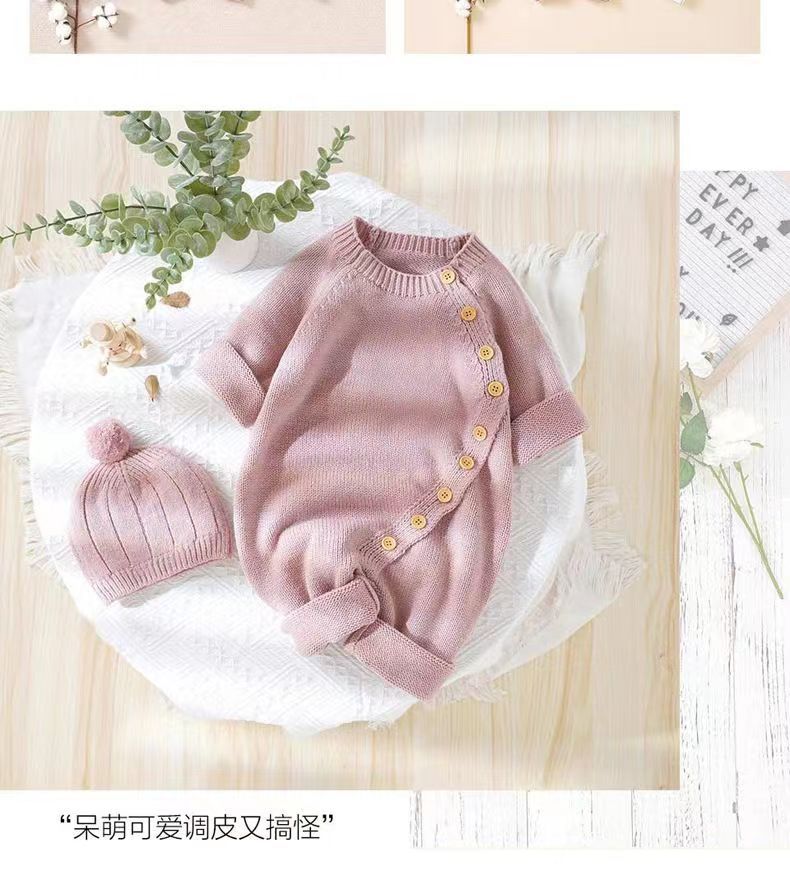 Baby knitting onesie fall and winternewborn baby boy and girl sweater cute heattech romper 016