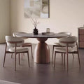 Foshan slate dining table round external turntable retrofor home dining table italian modern casualclassy solid wood round table