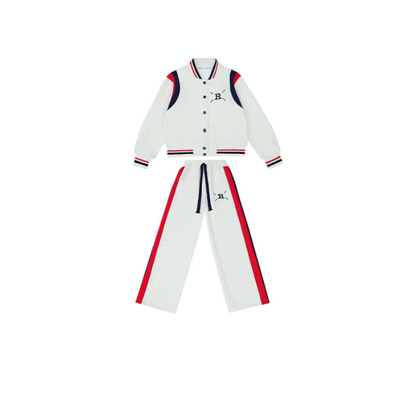 Girls' fall outfit set : stylish korean-inspired casual two-piece set for mid-to-large children - cardigan and sportswear