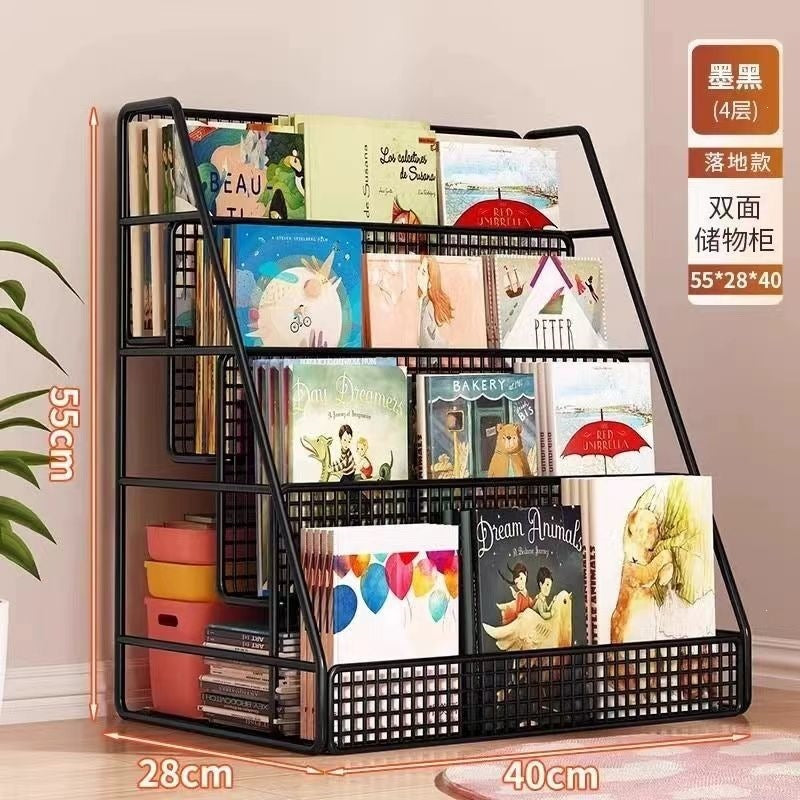 Mobile bookshelf kids picture book storage under-desk organizer floor-standing universal wheel home simple student bookcase