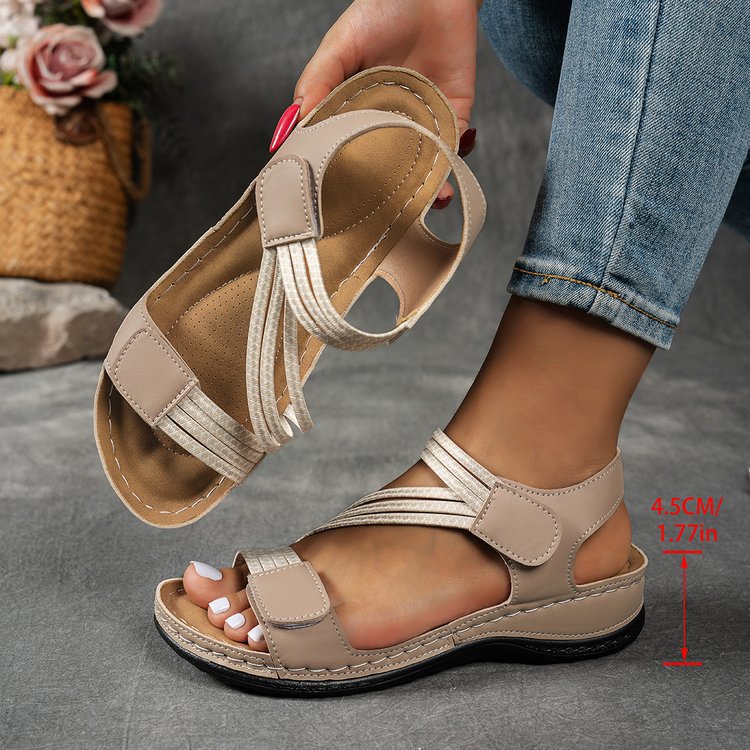 Amazon  summer new plus size cross-border sandals women's roman style comfortable velcro outdoor sandals wholesale
