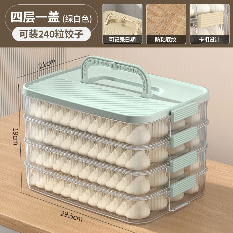 Dumpling box food grade frozen refrigerator storage box for home multi-layer crisper box kitchen wonton dumplings quick-frozen special