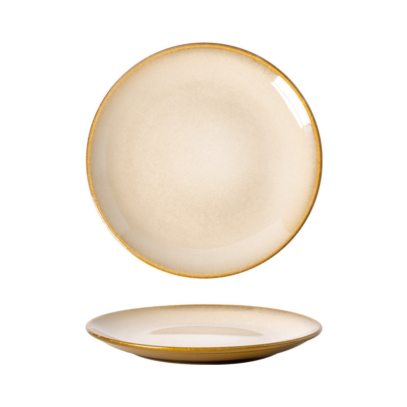 Retro high-looking ceramic stylish dessert plate shallow plate restaurant hotel cooking plate steak western food plate snack plate