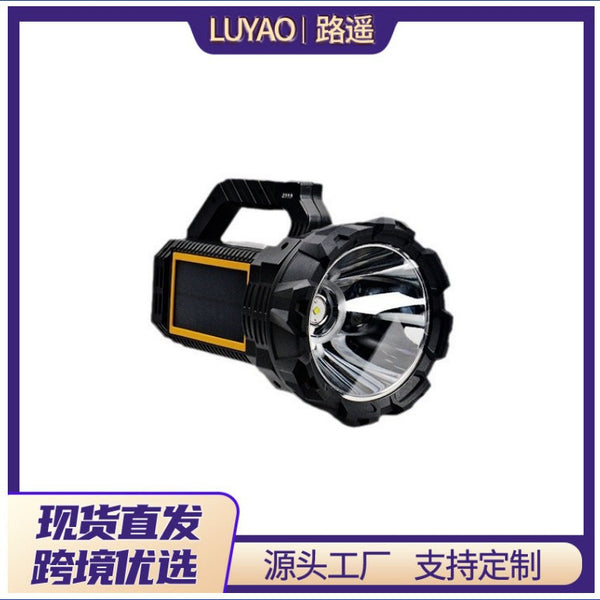 Outdoor searchlight solar panel multi-function strong light portable super bright handheld usb flashlight portable light