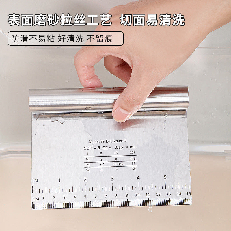 Stainless steel dough scraper with measurement markings - flour cutter, baking tool, nougat dough scraper - cross-border hot seller