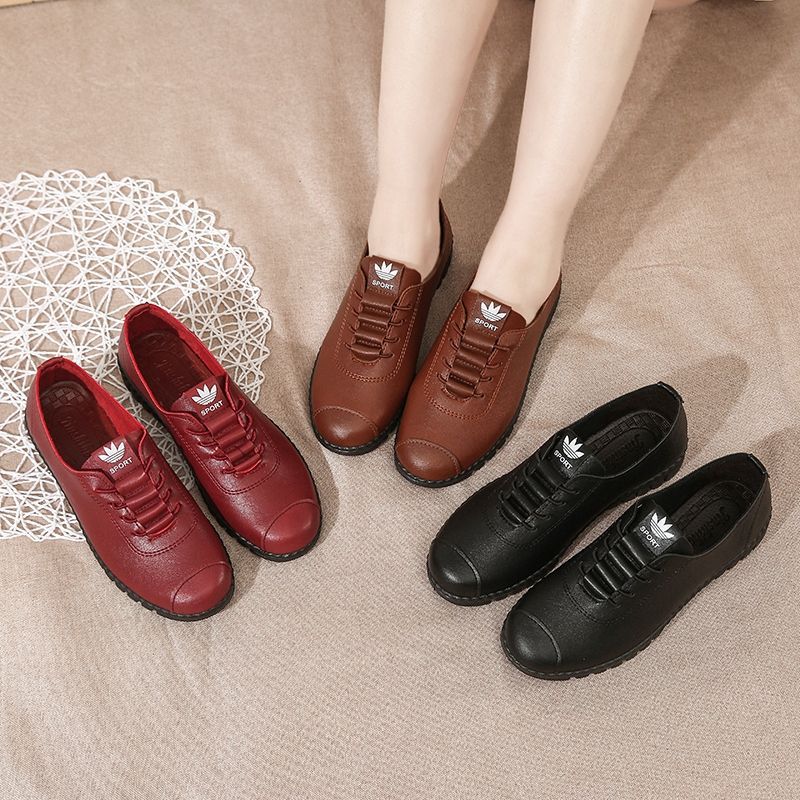 Kfc work shoes flatscasualladieswear shoes flats soft bottom women's thick heel plaid work shoes black women's leather shoes