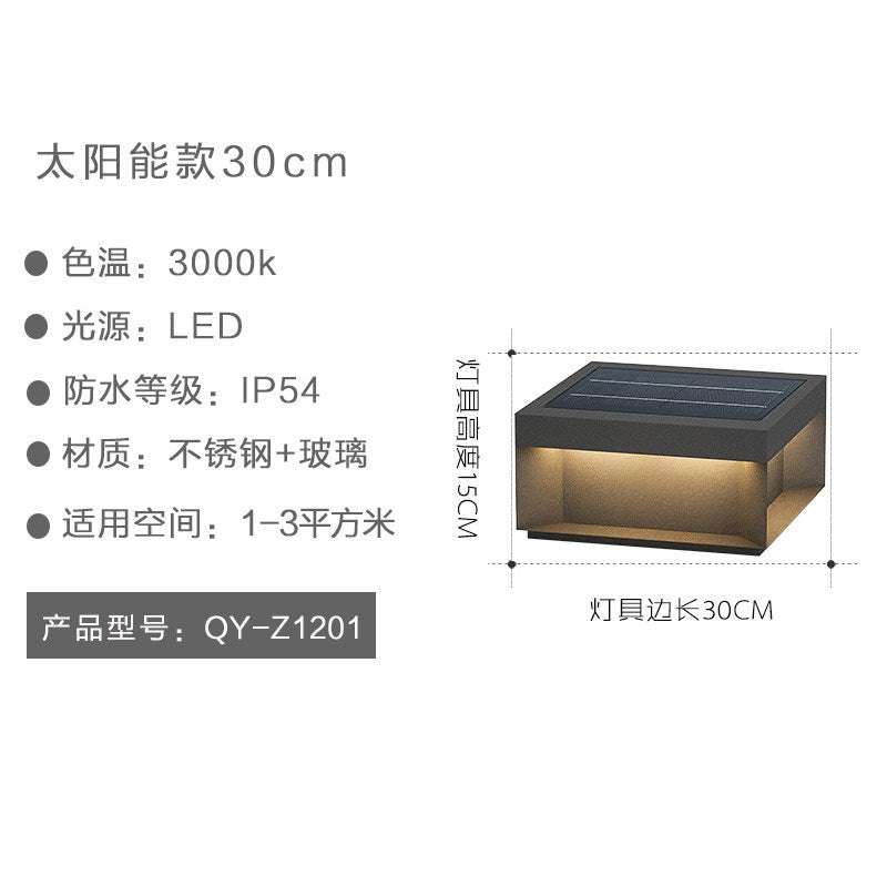 Outdoor solar fence post lights - modern minimalist waterproof lighting for home, villa, and gate pillars
