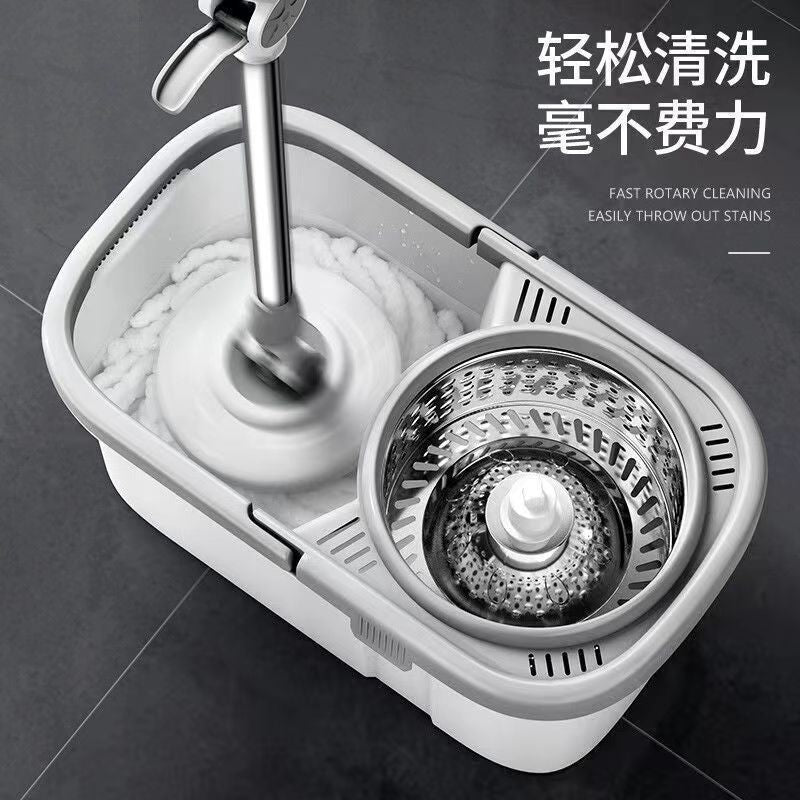 New thickened mopping bucket, rotating mop bucket, hand-free floor mop, household mop, lazy spin-drying artifact wholesale