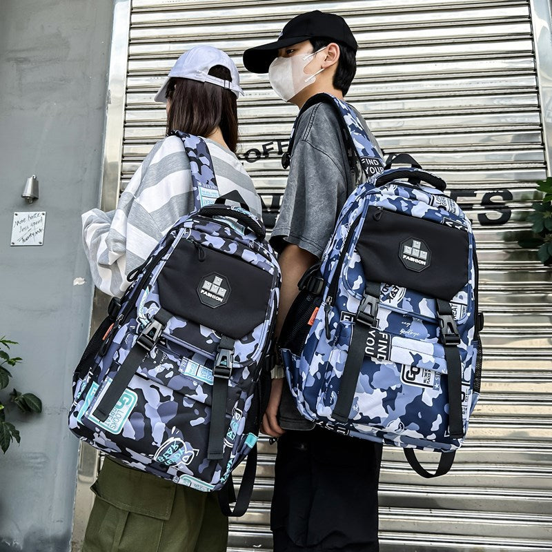 Junior high school student schoolbag female and male large capacity strong and durable backpack college student high school primary school camouflage travel backpack
