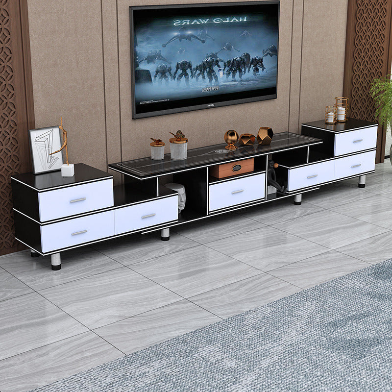 Tempered glass extendable tv stand & coffee table set - minimalist modern european style for small apartments - home living room tv cabinet