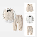 Boys' spring/autumn plaid three-piece set: trendy outfit for baby boys, flower boy style, first birthday celebration, and british-inspired formal wear