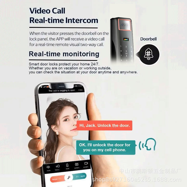 New 3d face recognition smart lock for home security, anti-theft door, entry door fingerprint lock, multifunctional password lock - in stock
