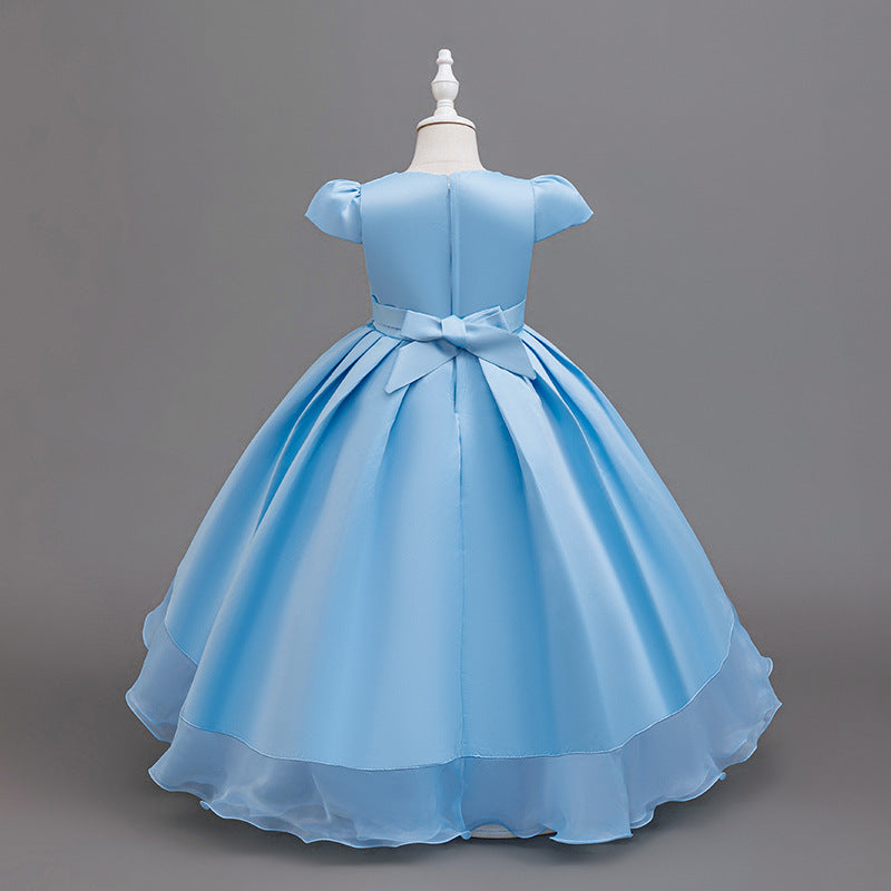 export girls' dresses, train skirts, flower girl wedding dresses, princess dresses, in-stock wholesale children's dresses, short-sleeve style