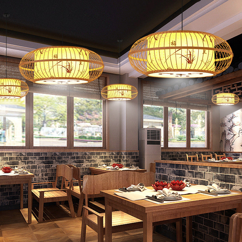 Bamboo Lantern Chandelier Chinese Hotel Engineering Lobby Restaurant Hot Pot Restaurant Hotel Box Bamboo Art Restaurant Lighting