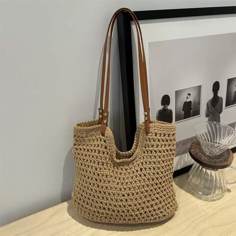 Shoulder cotton rope woven bag vacation seaside summer beach bag Internet celebrity foreign style Korean version small fresh versatile small bag