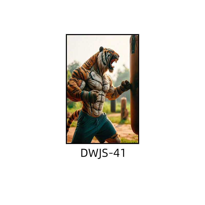 Gym decorative painting industrial style boxing hall hanging painting taekwondo martial arts hall fighting creative animal cartoon mural