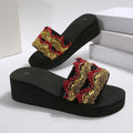 plus size women's slippers for export, 2025 summer outdoor wear, non-slip thick sole wedge heel, ethnic style beach sandals