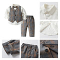 Factory direct children's spring fashion set: korean style plaid vest three-piece outfit for boys, kids' formal wear - in stock