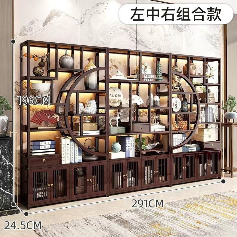 New chinoiserie bogu rack duobao pavilion purple clay pot display rack tea and wine cabinet tea room storage rack display rack casual style bamboo