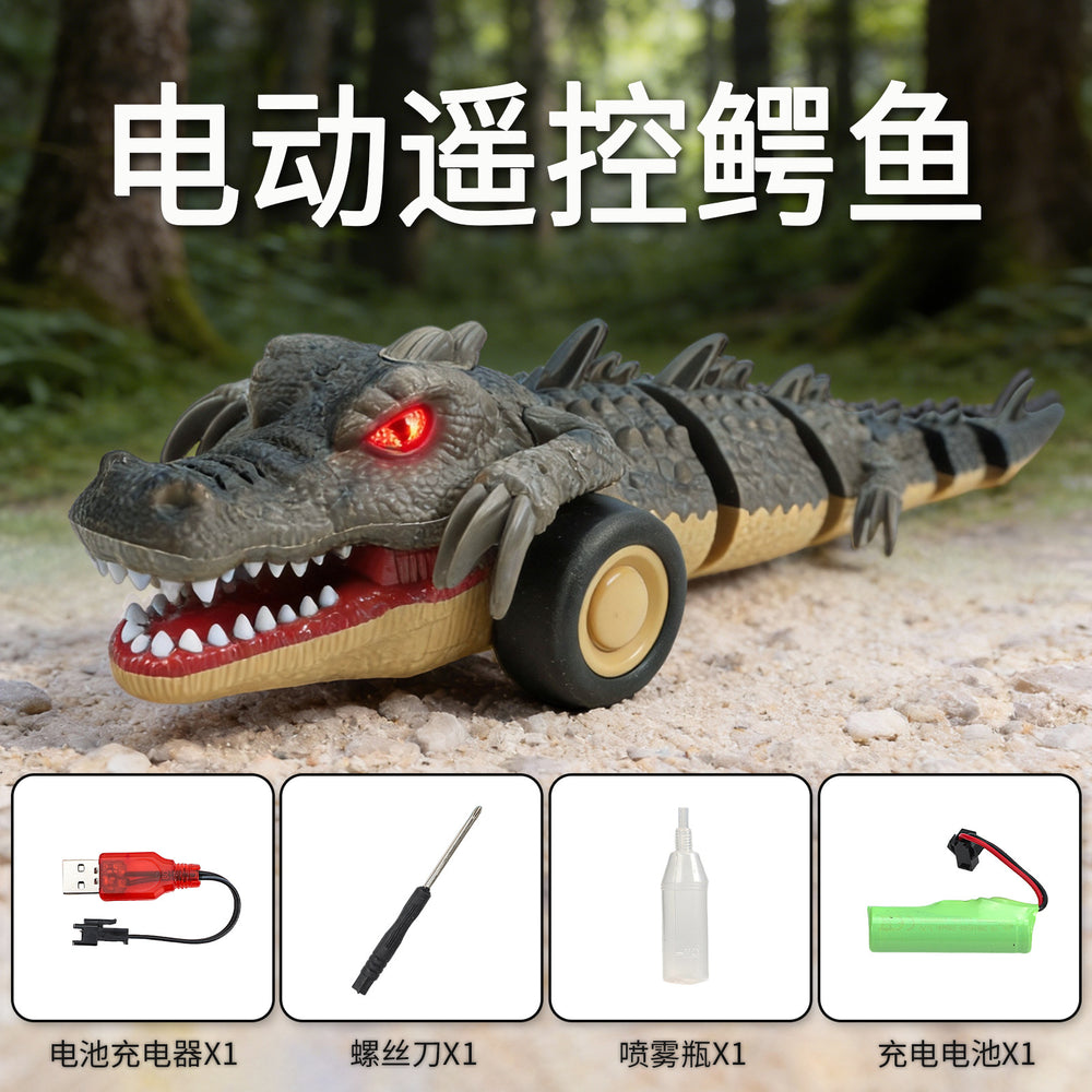 new arrival crocodile car remote control car 2.4g light 360 degree rotate swing tail kids boys remote control toy