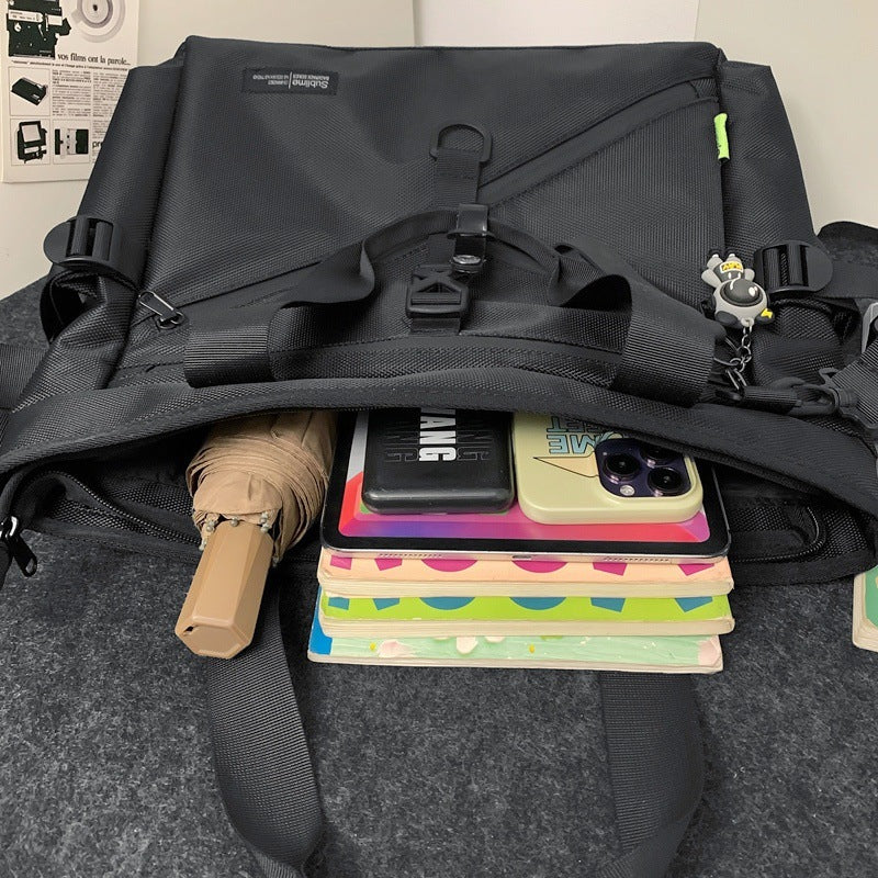 Cross-border trendy brand large-capacity tote bag, middle school student men's and women's multi-functional handbag, college student Oxford cloth messenger bag