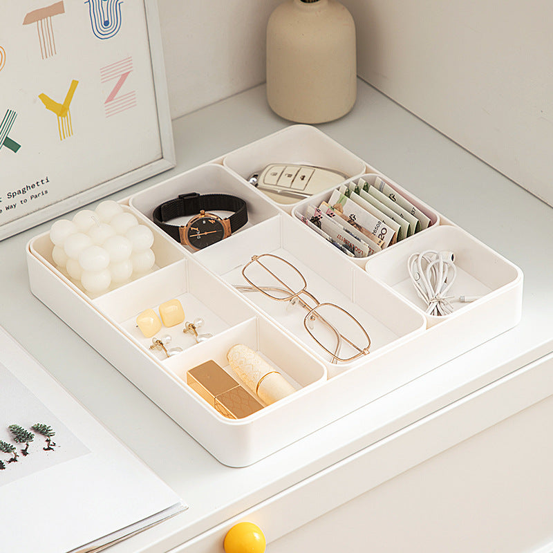 Separate sundries storage box Rectangle plastic porch storage box Grid porch storage desktop strip storage box