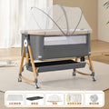 Aluminum alloy - gray wood grain [mattress base frame with mosquito net] + ice silk cooling mat + braided bed rail