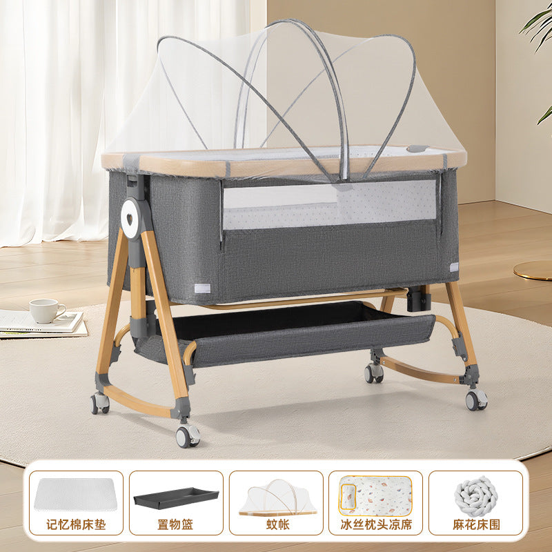 Foldable movable adjustable height crib newborn portable baby bed patchwork bed multifunctional baby bed