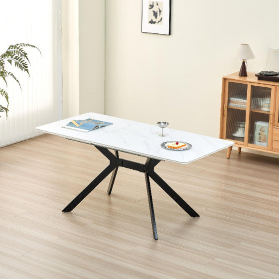 Export solid wood multi-layer board dining table retractable foldableaccessible luxuryclassy sense restaurant long table mdf rectangular table