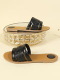 Exportsummer sandals slippers slip-on leather pulp bottom voltage pattern electric embroidery women's shoes