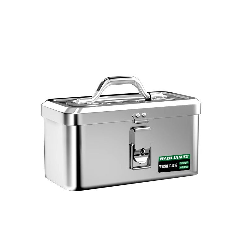 Baolian stainless steel toolbox - industrial grade storage box, multi-purpose heavy-duty metal tool chest for car and home use, portable