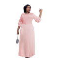 new european and american export evening gown,    lace maxi dress, african plus size pleated skirt