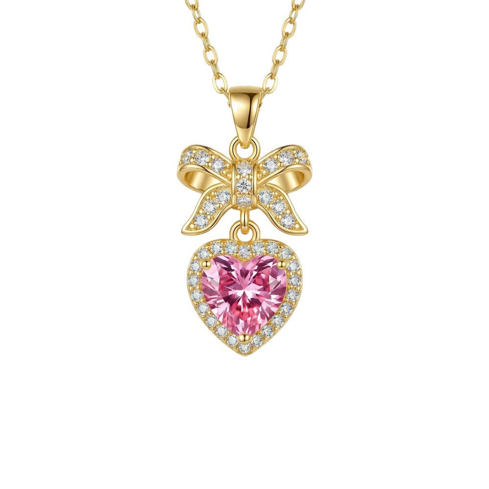 Popular internet celebrity fashion copper inlaid zirconium full diamond heart necklace for women accessible luxuryniche styleelegant non-fading clavicle chain jewelry