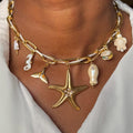 Wholesale alloy necklaces: european & american style, cross-border, beach & ocean-inspired, starfish clavicle chain, unique & trendy, versatile necklace for women