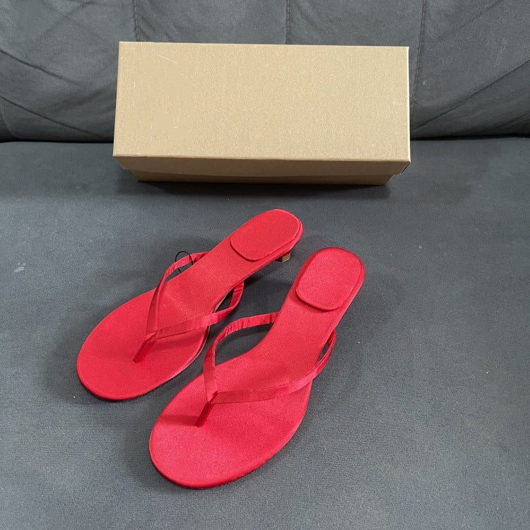 Spanish french cat heel flip flops women's outwear 2024 summer new casualeasiest for matchtravel vacation flip flops