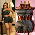 Amazon ins same style women's sexy hot girl black bottom polka dot tube top shorts two-piece set small person looks great