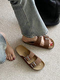 2026 new french retro chunky platform double buckle french chic sandals & slippers - summer outdoor fashion, export quality