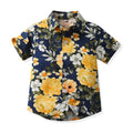 Summer lightweight kids' shirt - cool, mid-to-large boy's collared shirt, short-sleeve floral shirt, floral top - custom manufacturer