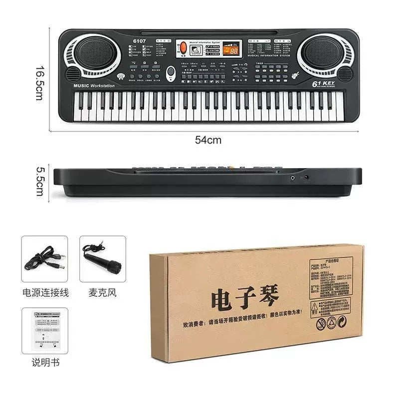 Children's 61-key educational electronic keyboard - beginner's piano, multifunctional musical instrument for baby, toy for boys and girls