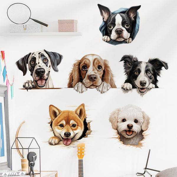 Pet spotted dog decorative sticker children's room cute animal sticker pet store dog avatar removable wall sticker