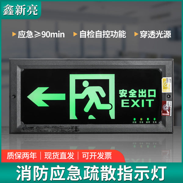 Safety exit sign led fire emergency light plug-in emergency evacuation escape channel sign light
