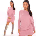 supply fashionheattech bat shirt knittingsweaterfashion version long sleeves hip-covering short skirt