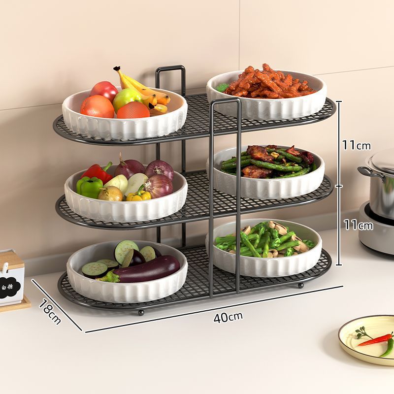 Kitchen multifunctional storage rack, dish rack, storage artifact, dishes, plates, spices, countertop, multi-layer simple tableware rack