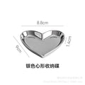 Trendy, electroplated silver heart ceramic plate - high-end desktop organizer for jewelry and cosmetics