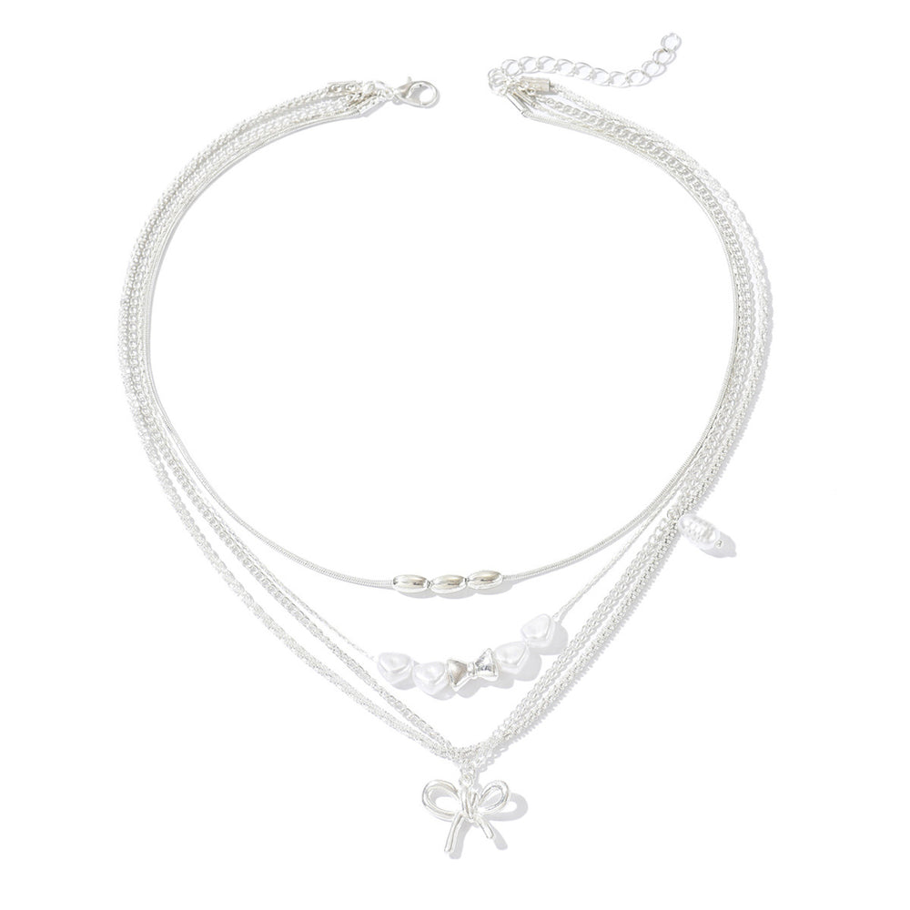 Wholesale bowknot choker necklaces - european & american style, multi-layered layered accessories, niche faux pearl, light luxury, high-end necklaces